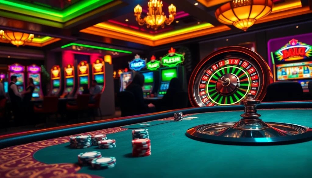 Players enjoying classic casino games at https://giaimanhacai.news/ with vibrant ambiance and excitement.