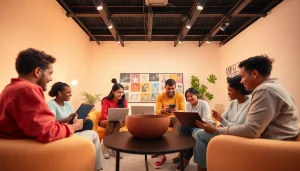 How to find niche OnlyFans creators in a vibrant studio with diverse creators collaborating.