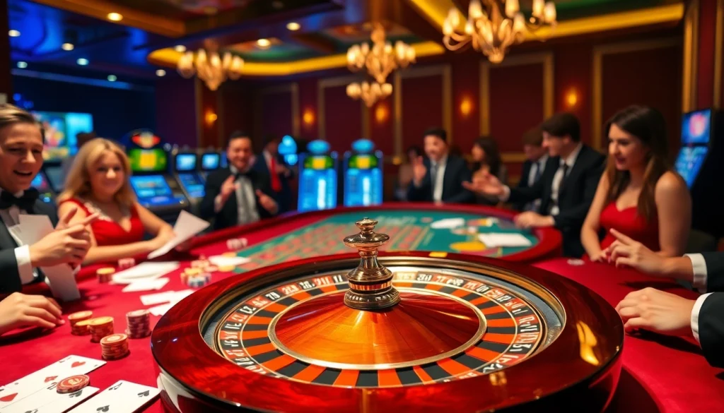Experience the excitement of 555 win at a luxurious casino table with vibrant roulette chips.