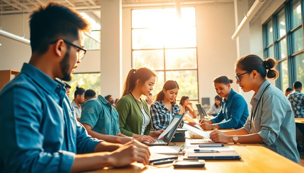 students collaborating in modern classrooms at hawaii trade schools