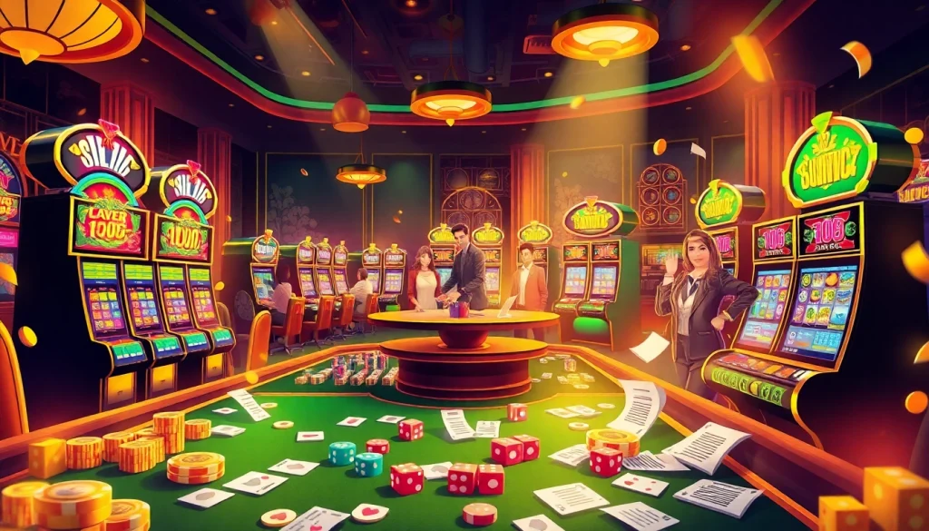 Experience the thrill of idn slot 777 with vibrant slot machines and poker chips.