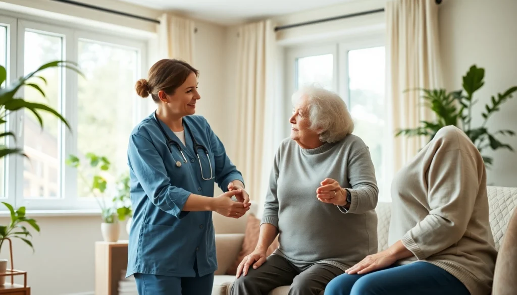 Senior caregivers austin tx supporting an elderly person in a friendly home setting.