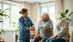 Senior caregivers austin tx supporting an elderly person in a friendly home setting.