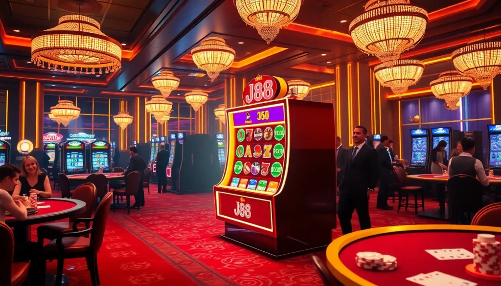 Embark on an exciting gaming journey with the J88 slot machine at a vibrant casino.