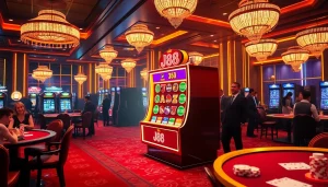 Embark on an exciting gaming journey with the J88 slot machine at a vibrant casino.