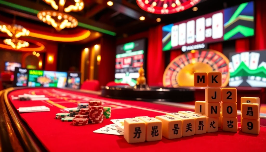 Engage in link mahjong while experiencing the thrill of a live dealer casino, with vibrant colors and exciting elements.