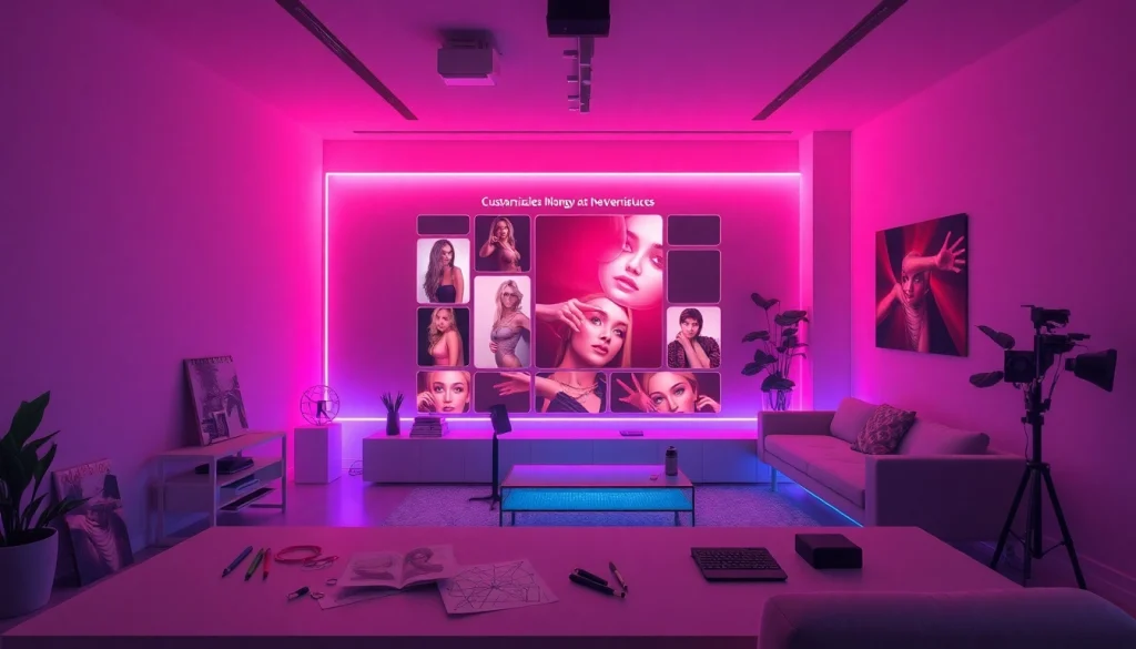 NSFW AI image generation interface in a modern workspace, showcasing innovative digital art.