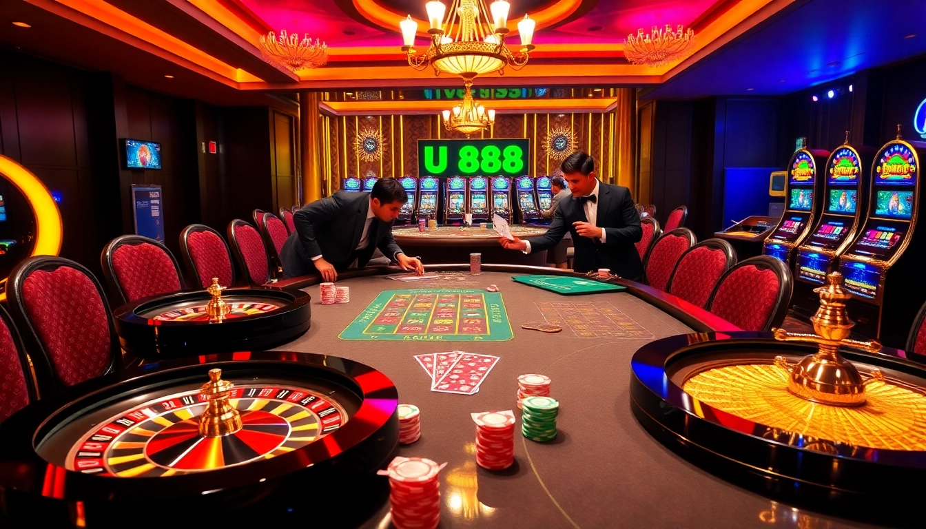 Experience the thrill of U 888 with vibrant casino tables and engaging gameplay.