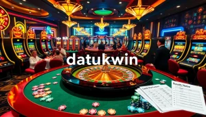 Rasakan dunia permainan datukwin yang mendebarkan dengan visual kasino yang hidup.
