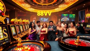 Experience the excitement of a vibrant casino with link 88vv, featuring players enjoying dynamic games.