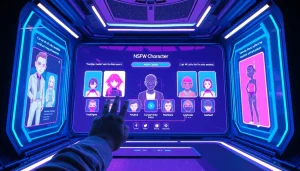 Engaging interaction with NSFW character AI in a high-tech digital environment.