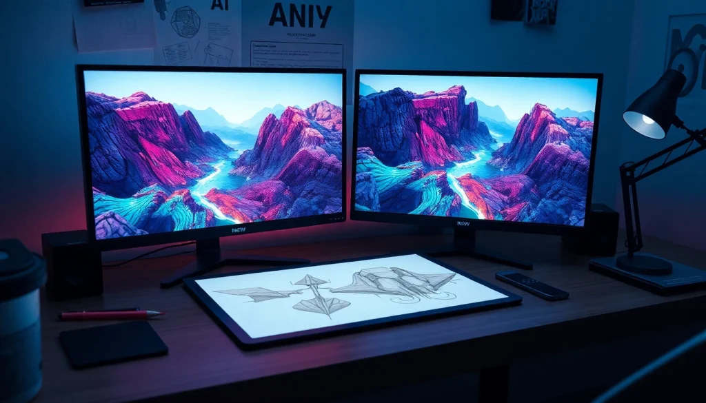 AI NSFW image generation tools in a modern digital artist's workspace