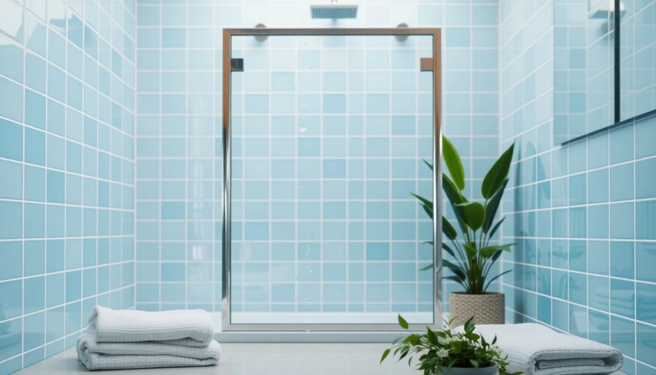 Showcase of a stylish shower screen door, emphasizing clarity and modern design.