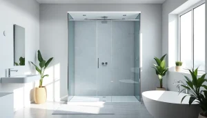 Admire a stylish cabine de douche italienne with modern fixtures and natural light in a serene bathroom.