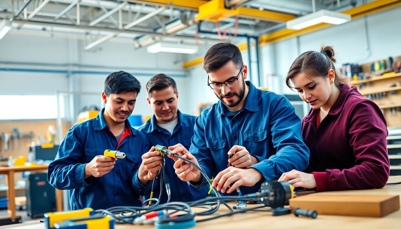 Wyoming Electrical Apprenticeship training session with diverse students learning practical skills.