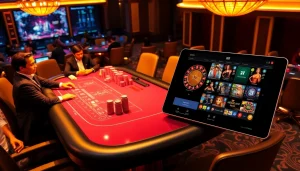 Play exciting casino games at bk8thai with vibrant chips and elegant tables.