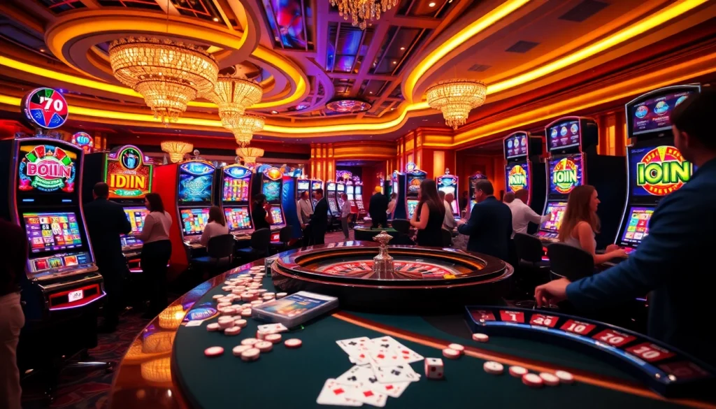 Experience thrilling gameplay with IDN Slot machines in a vibrant casino setting.