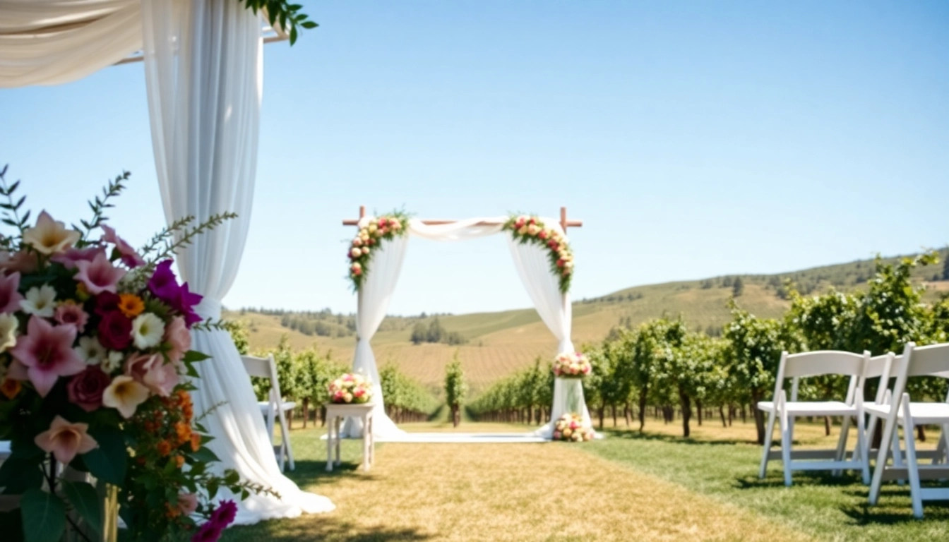 Stunning wedding venues northern California featuring a beautiful outdoor altar surrounded by vineyards.