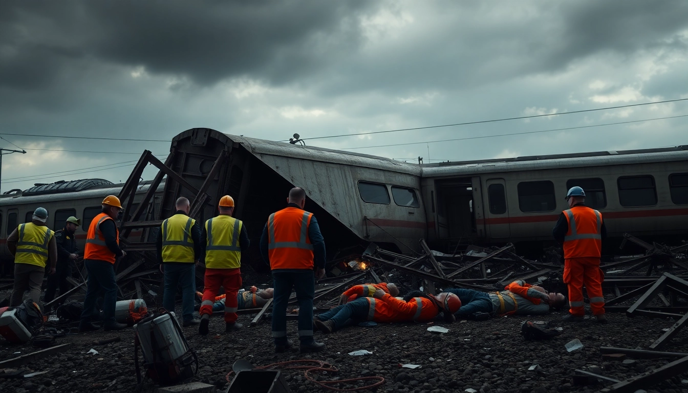 Emergency responders at the scene of the spain train crash, highlighting chaos and urgency in the aftermath.