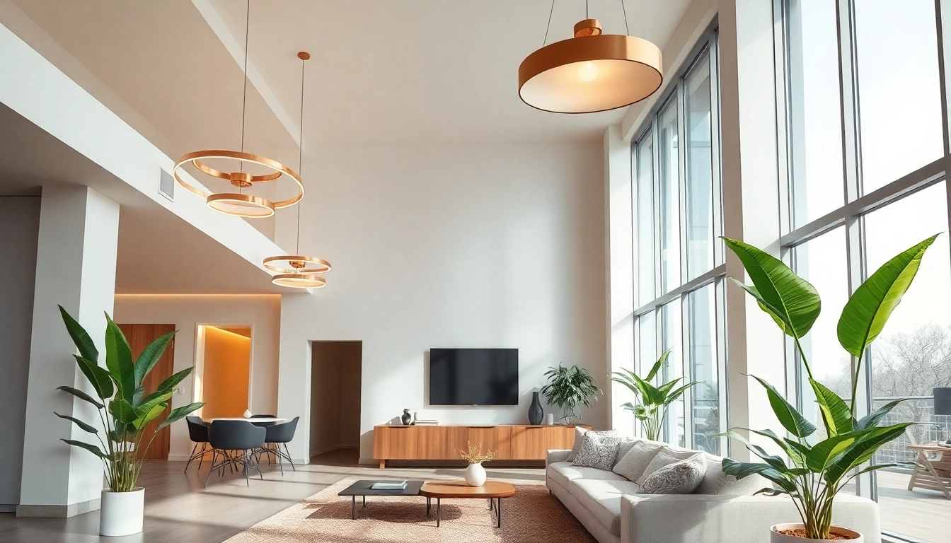 Sleek Illumination enhancing a stylish modern interior with elegant light fixtures.