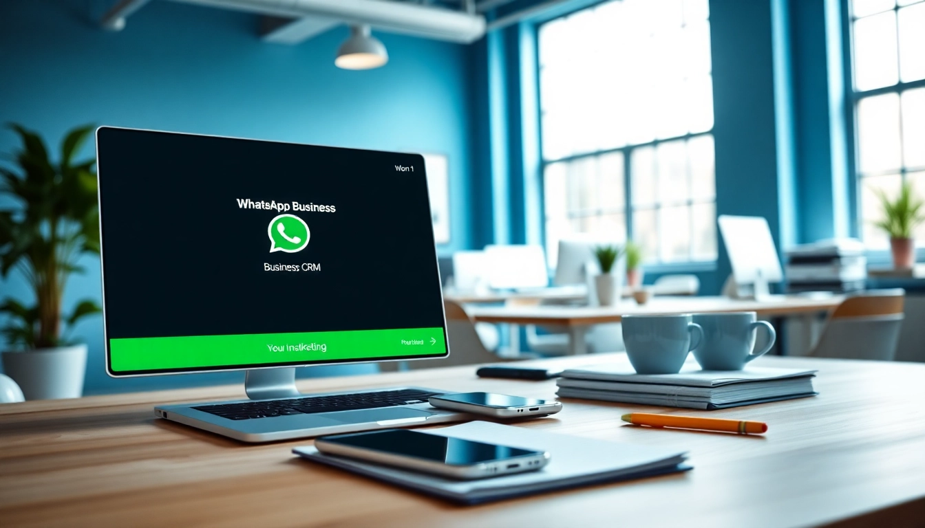 Optimize your workflow with WhatsApp Business CRM interface in a modern workspace.
