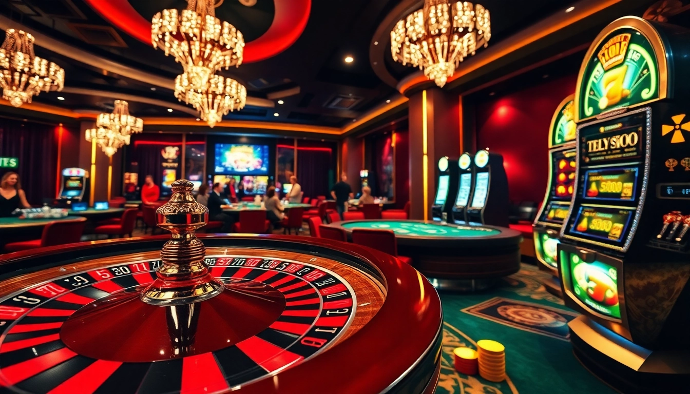 Scène excitante de joueurs profitant de jeux captivants comme le casino en ligne France avec roulette et poker.