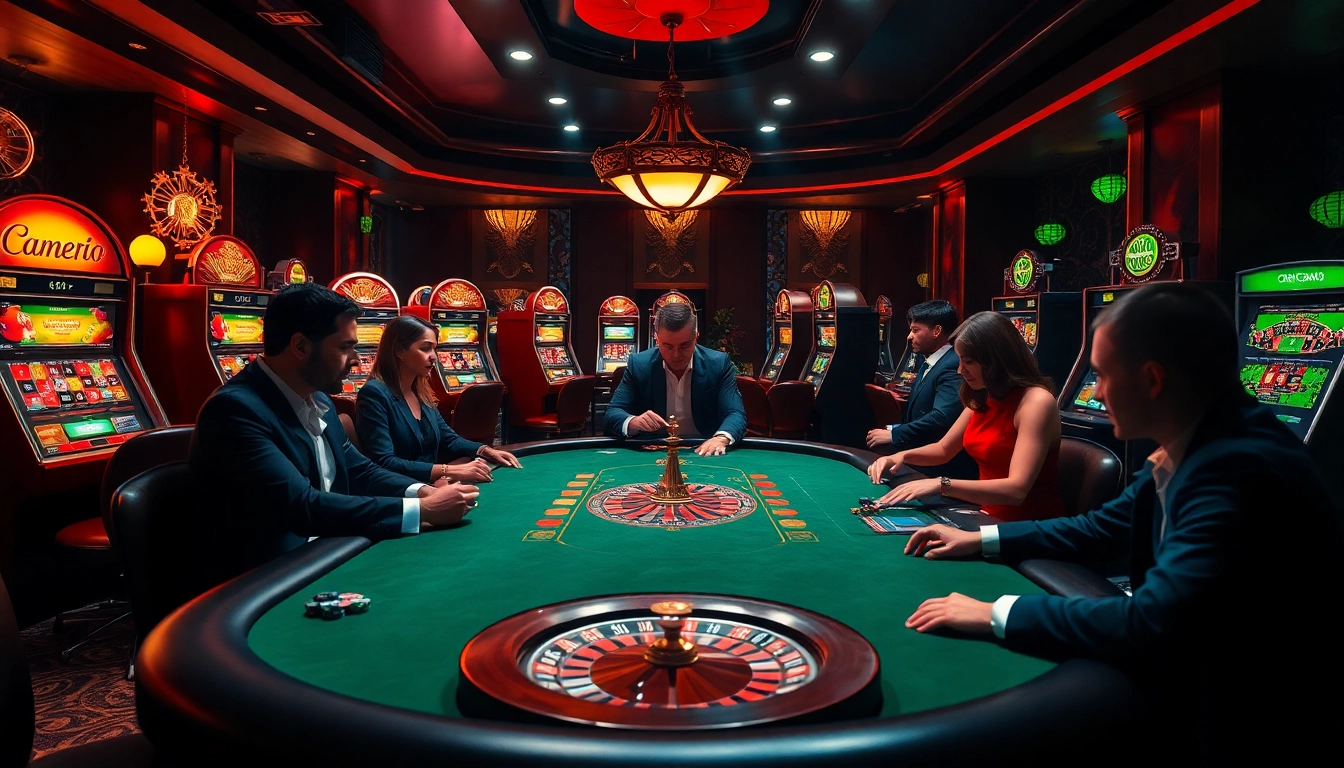 Zonafilm highlights a thrilling poker game scene in a luxurious casino setting.