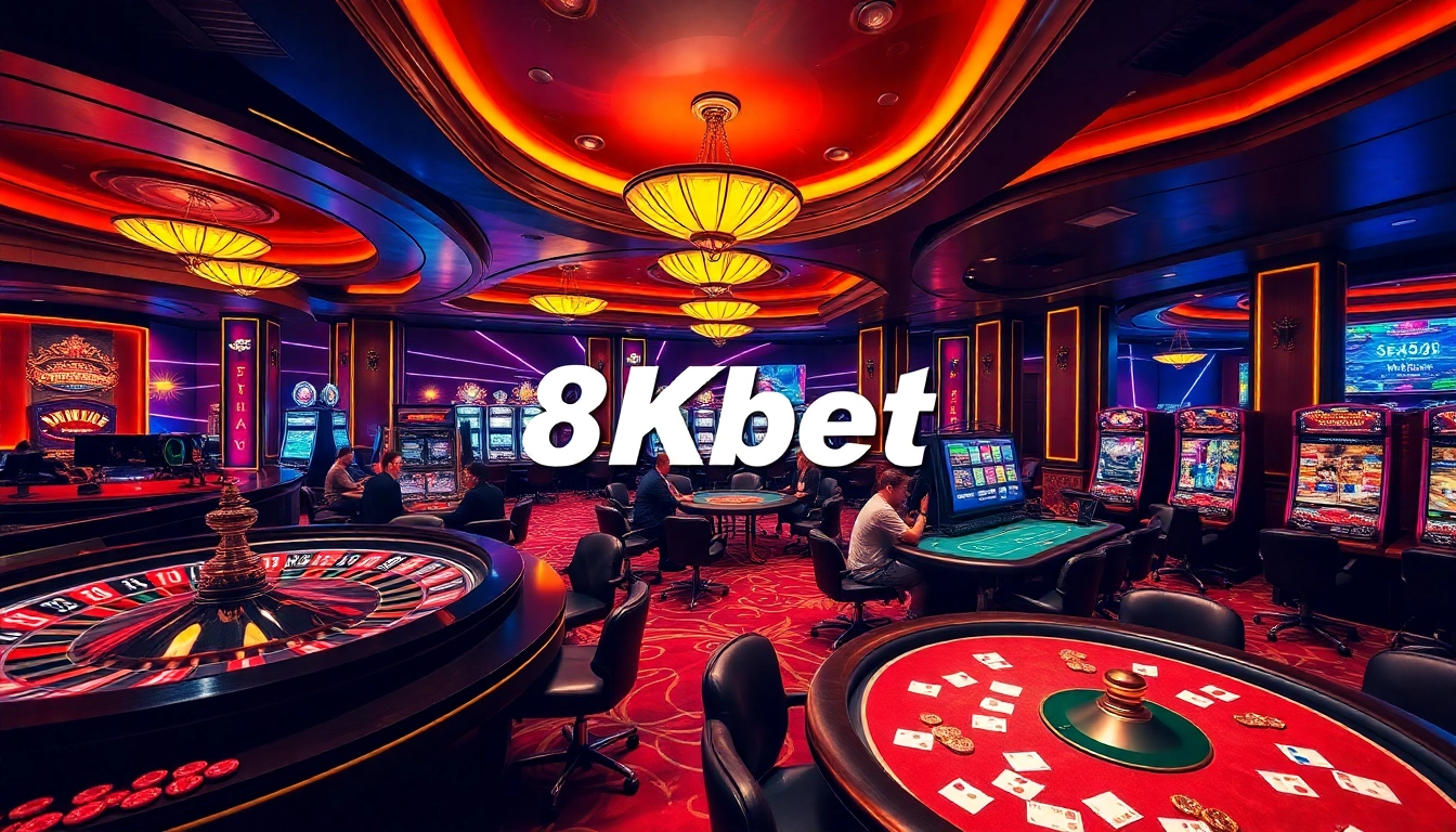 8kbet players engaging at vibrant casino tables, showcasing excitement and winning strategies.