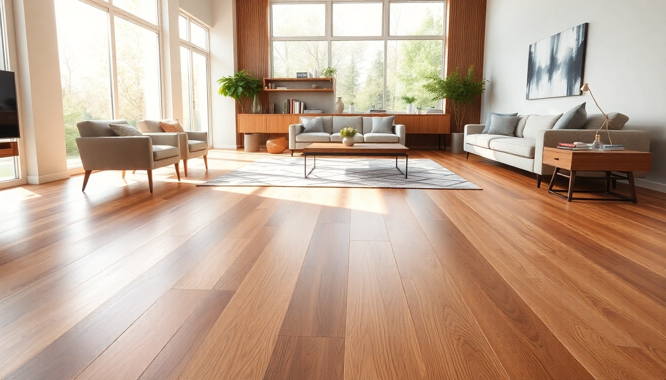 Laying lvp flooring in a modern living room with natural light and stylish decor.