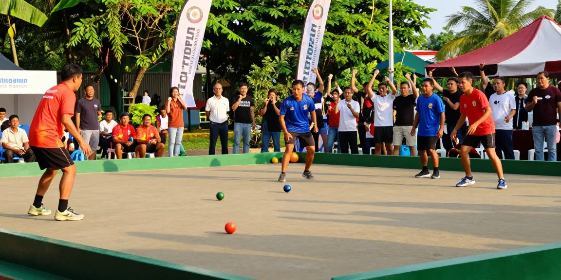 Permainan petanque di fopikotatomohon.org dengan suasana meriah dan pemain antusias
