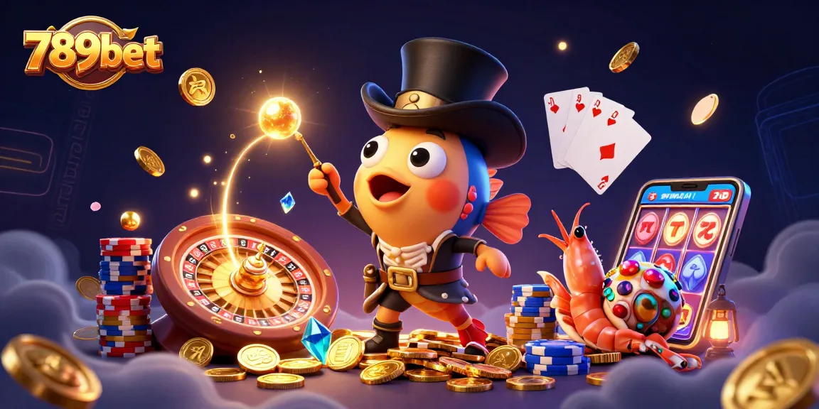 Engage with 789bet's thrilling casino experience as the anglerfish attracts golden coins amidst vibrant gaming elements.